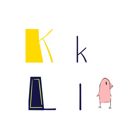 Cute hand drawn letters K and L.のイラスト素材