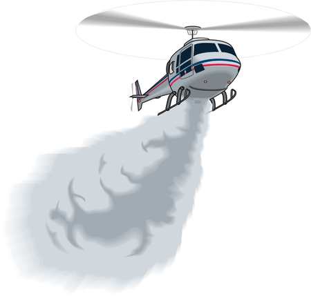 Helicopter extinguishes fire illustration on white background.のイラスト素材