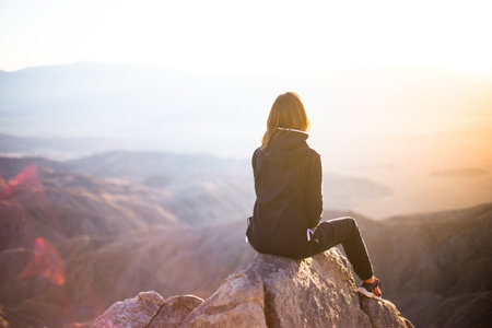 girl on the mountainの写真素材
