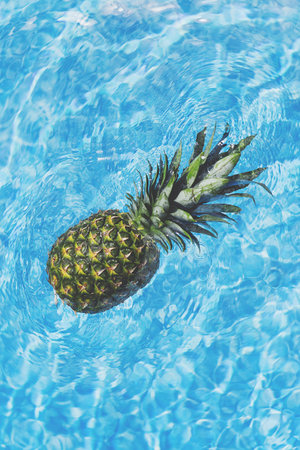 pineapple in waterの写真素材