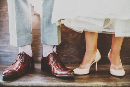 bride and groom legsの写真素材