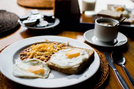 scrambled eggs breakfastの写真素材