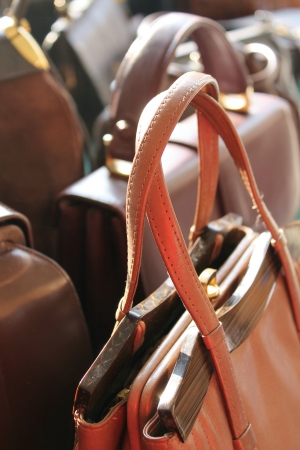 old leather handbags の写真素材