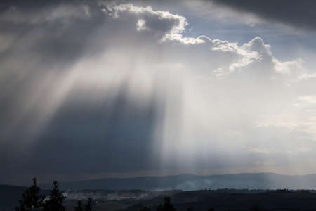 cloudy sky on the hillyの写真素材