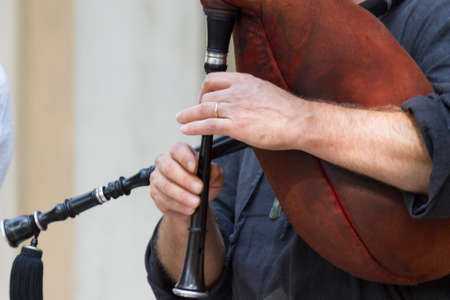 dances and dances with drum and bagpipeの写真素材