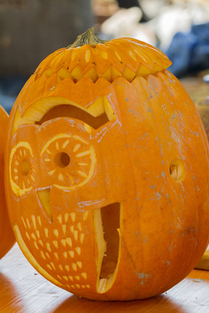 carved pumpkin for Halloweenの写真素材