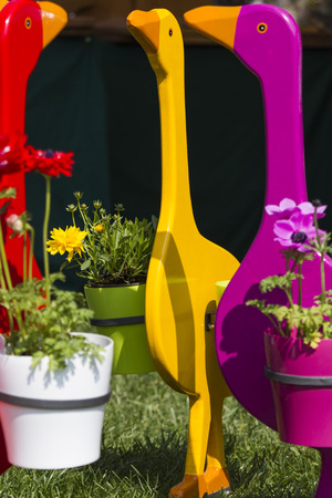 goose wooden planterの写真素材