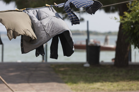 hanging clothesの写真素材