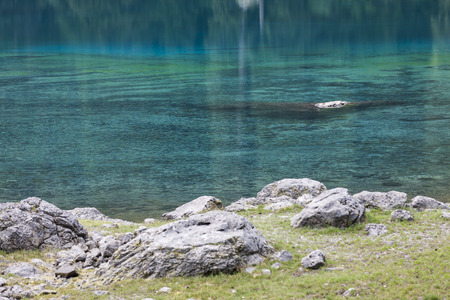landscape of  blue lake in the mountainの写真素材