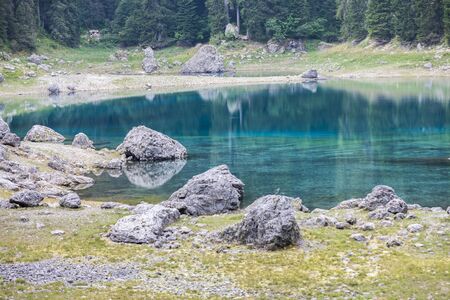 landscape of  blue lake in the mountainの写真素材