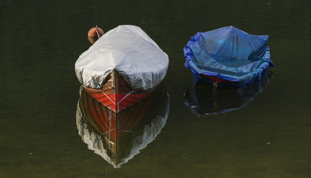 boat on lakeの写真素材