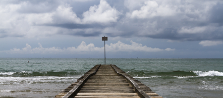 jetty on the beachの写真素材