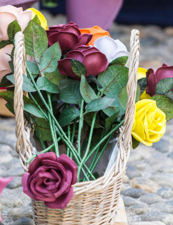 bouquet of handmade rosesの写真素材