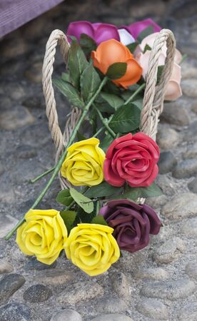 bouquet of handmade rosesの写真素材