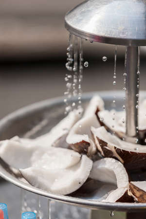 fresh coconut in the streetの写真素材