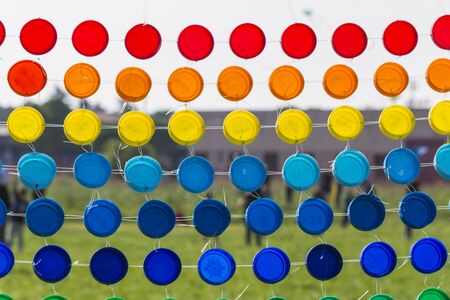 decorations with colorful bottle caps