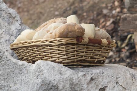 bread in the basketの写真素材