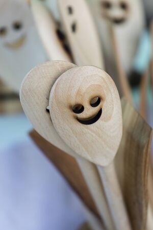 funny wooden spoonsの写真素材