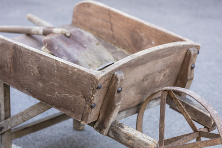old wooden wheelbarrowの写真素材