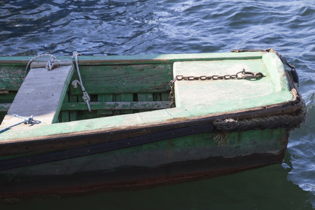 old wooden boat in the harborの写真素材
