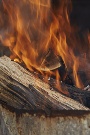 fire and flames in the fireplace