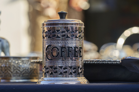 old decorated coffee containerの写真素材