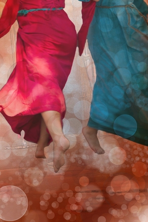 dances and dances with drum and bagpipeの写真素材