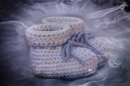 handmade slippers for newbornの写真素材