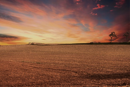 fields plowed in the autumnの写真素材