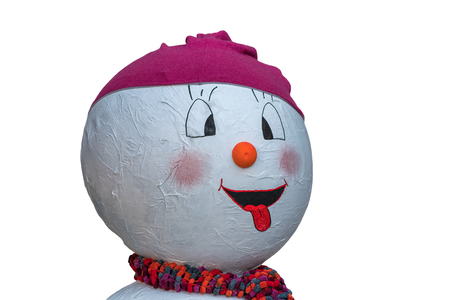 isolated Christmas snow man on whiteの写真素材
