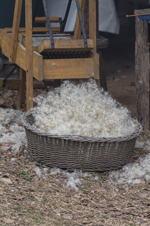 processing carding of woolの写真素材