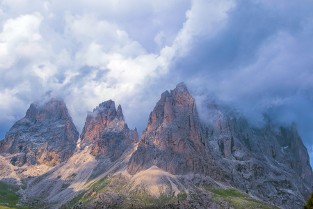 Dolomites mountains with cloudy skyの写真素材