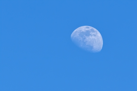 moon in the blue skyの写真素材