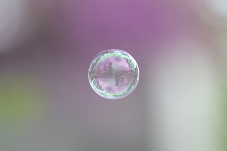 soap bubbles flying in the airの写真素材