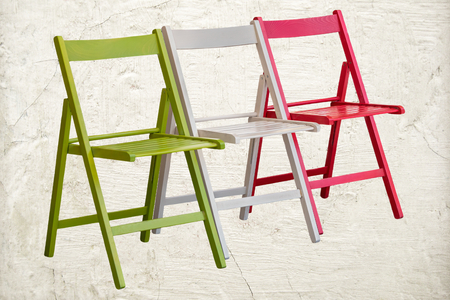 green, white and red chair, like italian flagの写真素材