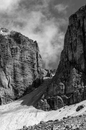 rocky mountain and cloudy skyの写真素材