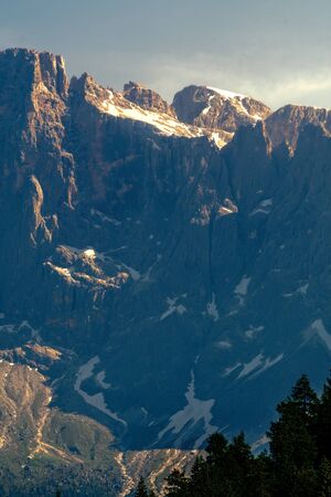 glacier on rocky mountain in summer seasonの写真素材