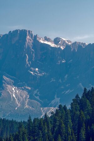 glacier on rocky mountain in summer seasonの写真素材