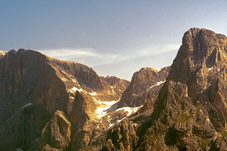 glacier on rocky mountain in summer seasonの写真素材
