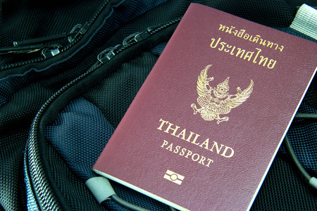 Thaipassport on backpack.の写真素材