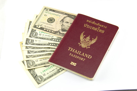 Thailand passport and the dollar.の写真素材