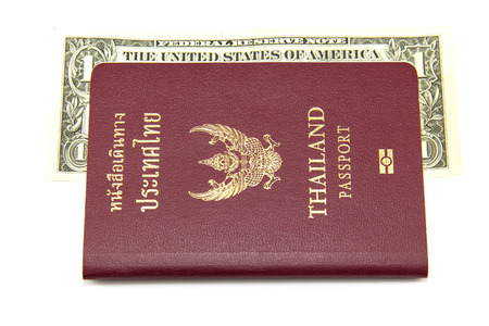 Thailand passport and the dollar.の写真素材
