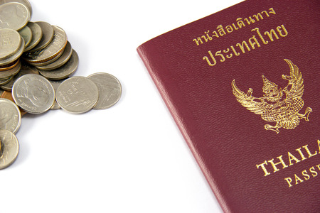 Thailand passport and money.の写真素材
