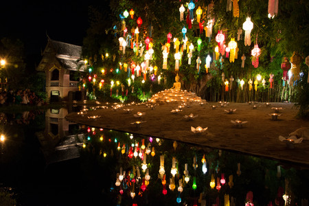 Loy Krathong festival in Chiangmai.のeditorial素材