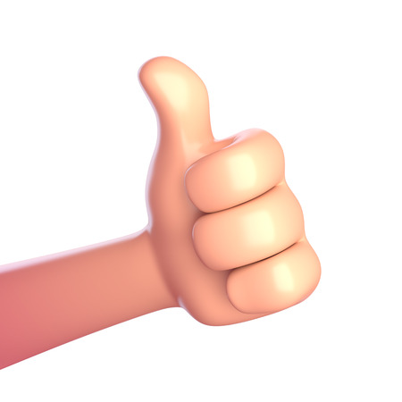 Thumb up cartoon hand. 3d renderの写真素材