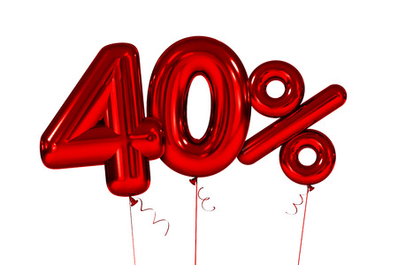 Forty Inflatable figures with percent red. 3d renderの写真素材