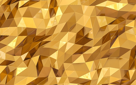 Polygonal golden background. 3d renderの写真素材