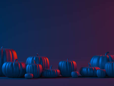 Halloween black pumpkin head jack lantern on dark background. 3d renderingの写真素材