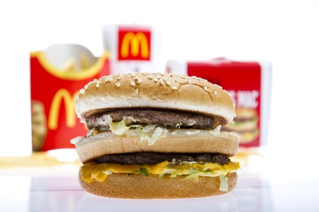 McDonalds Big Mac Menu isolated on white studio shotのeditorial素材