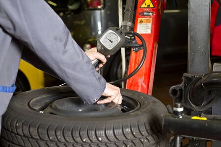 Car Tyre Pressure at the car shopのeditorial素材